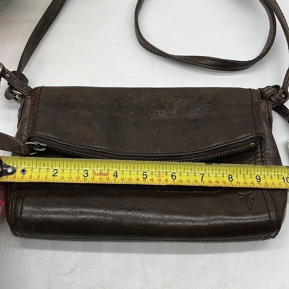 Frye Melissa Brown Leather fold over Crossbody Bag. BRN2366D - Picture 5 of 16